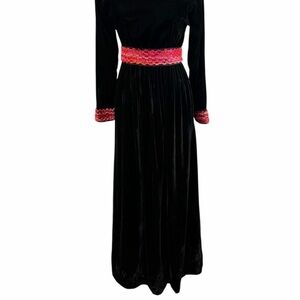 Elegant Black Velvet Dress with Pink Accents